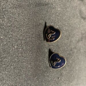 Dark Blue And Gold Anchor Earrings.   #013